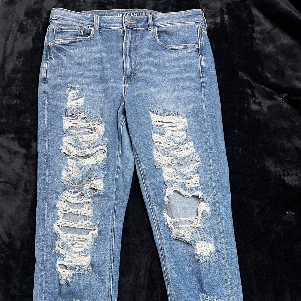 ripped mom stretchy mom jeans